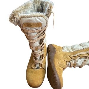 Timberland Parkin faux fur lace up winter boots size 10 preowned